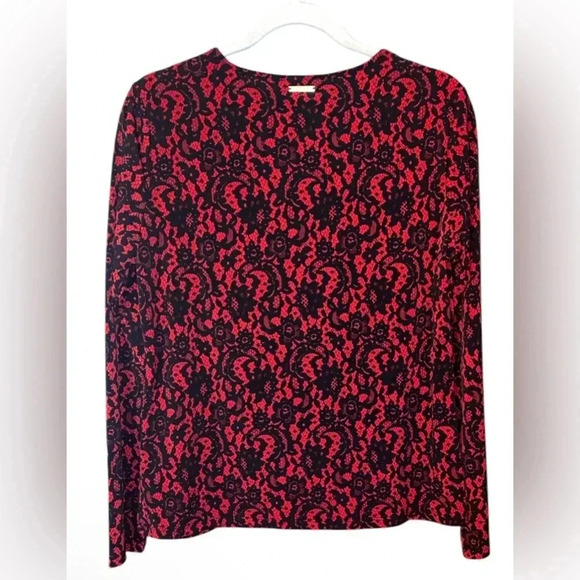 NWT Michael Kors $98 Retail Large Crimson Red Black Lace Print - Picture 3 of 5